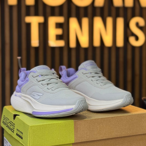 SKEACHER MAX CUSHION GRIS MORADA DAMA