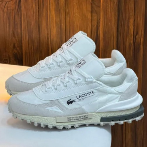 LACOSTE BLANCA BEIGE LINEA GRIS