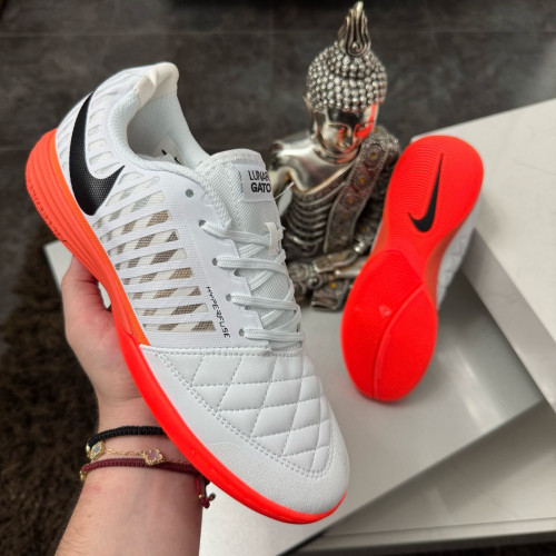 NIKE LUNAR GATO BLANCO NARAJA FUTSAL DAMA