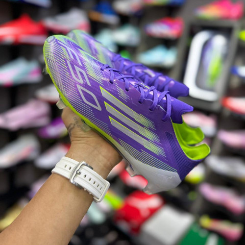 ADIDAS F50 MORADO VERDE GUAYO HOMBRE